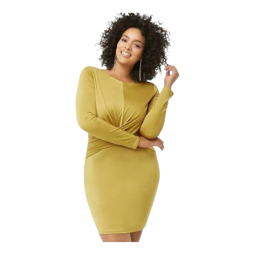 Forever 21+ Citron Elegant Long Sleeve Dress